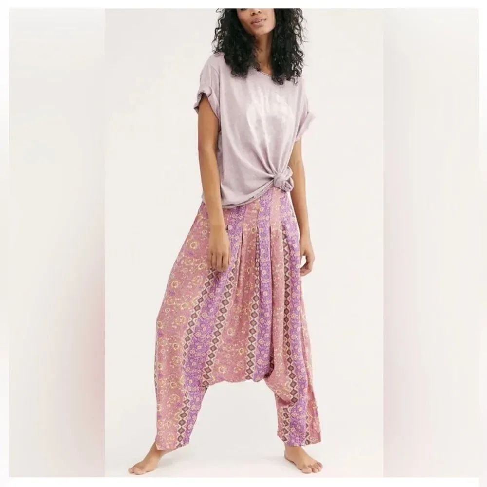 NEW FREE PEOPLE Haley Harem Lounge Pants Pink Size XS